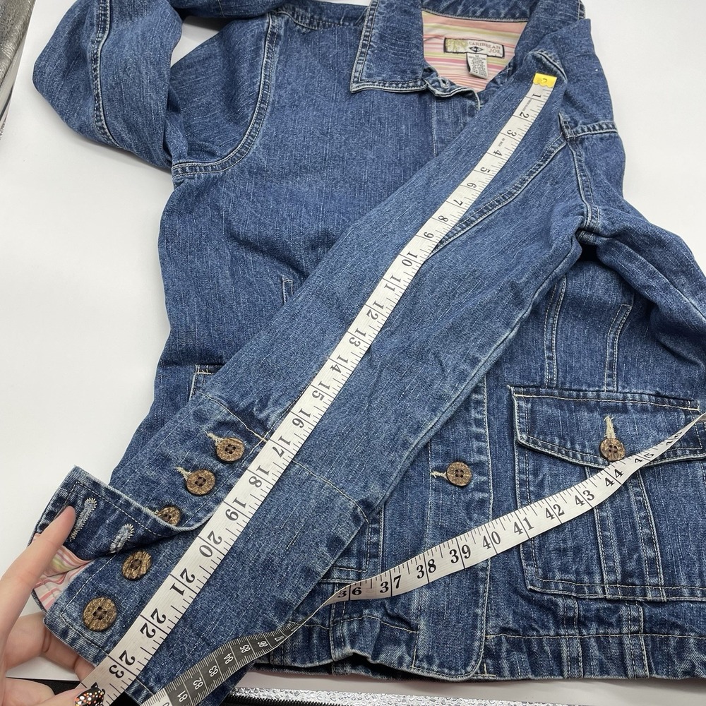 Caribbean Joe Women's Vintage Denim Jacket Button Down Medium - Picture 5 of 7